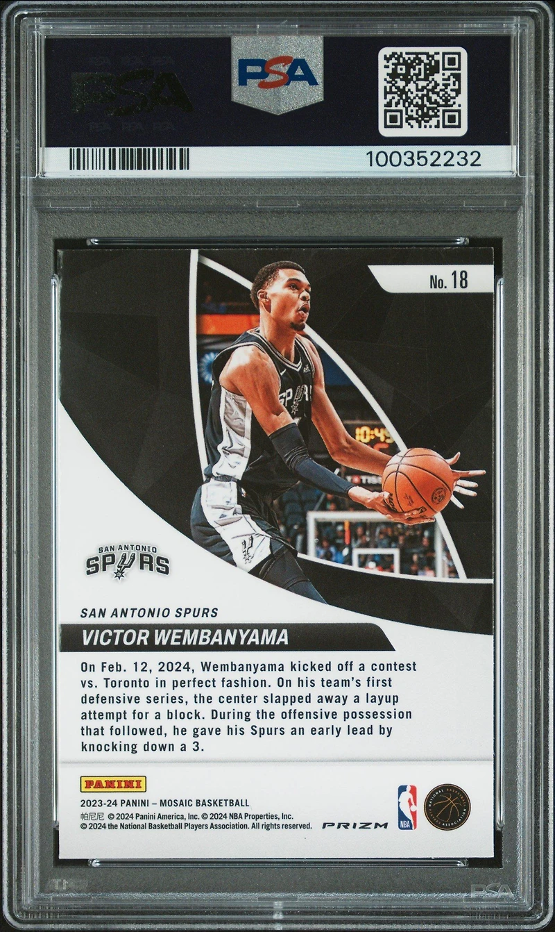 2023 Panini Mosaic Elevate 18 Victor Wembanyama Green PSA