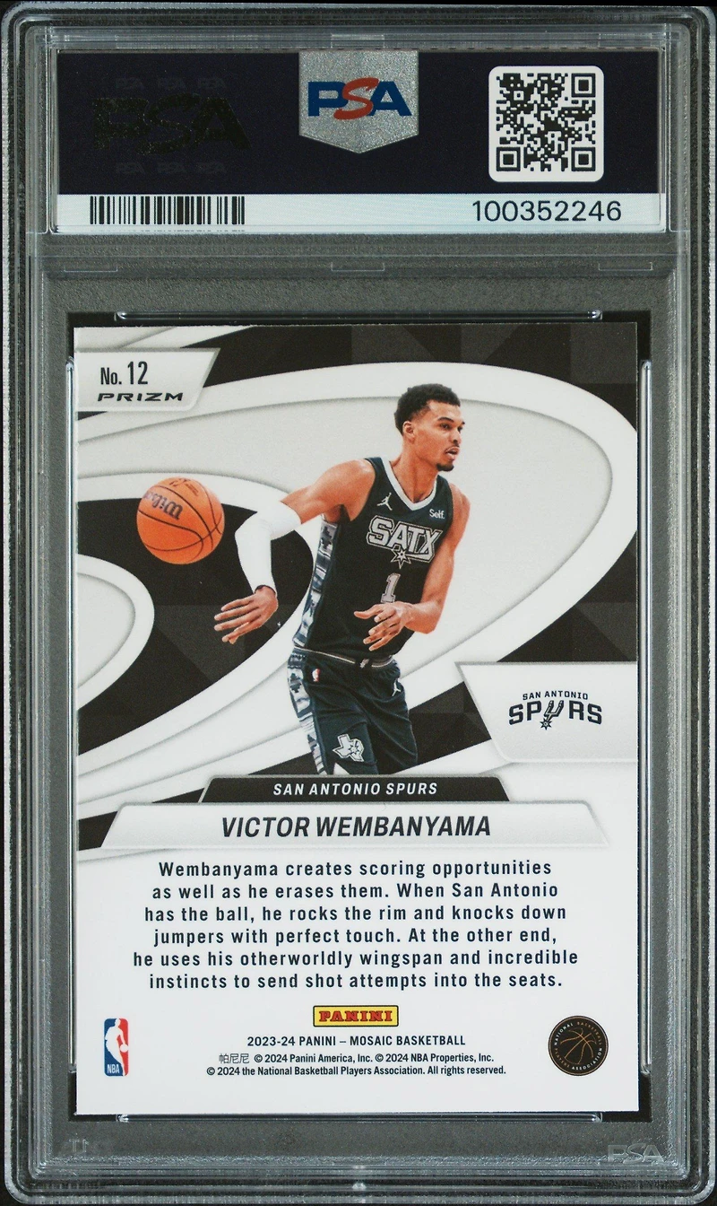 2023 Panini Mosaic Give And Go 12 Victor Wembanyama Green PSA 10