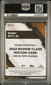 2022 Topps Mlb 3d 2022 Rookie Class Motion Rcm17 Bobby Witt Jr. PSA 10