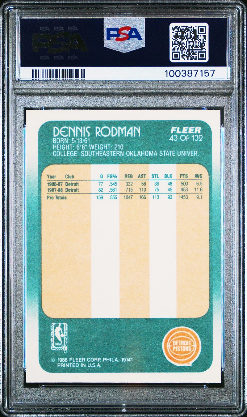 1988 Fleer 43 Dennis Rodman PSA