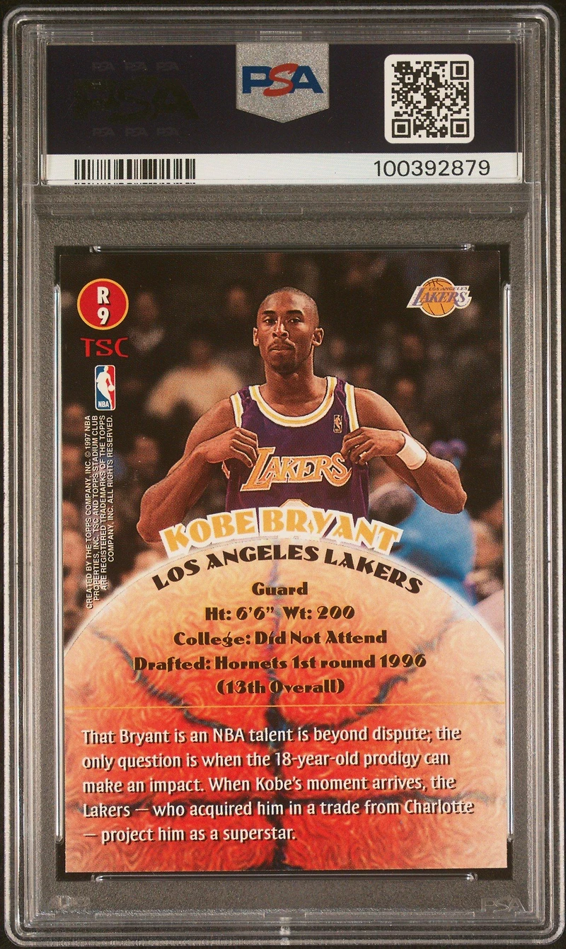 1996 Stadium Club Rookies 2 R9 Kobe Bryant PSA