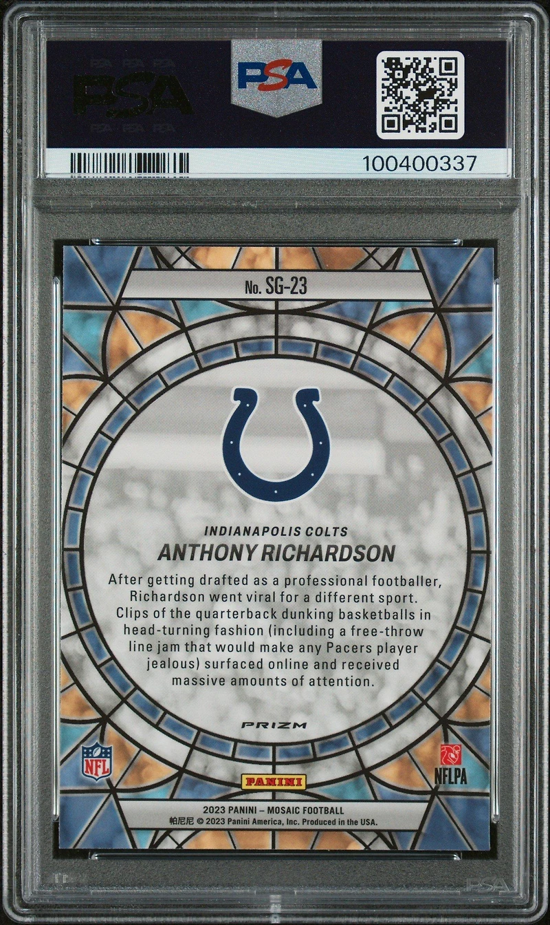 2023 Panini Mosaic Stained Glass Sg23 Anthony Richardson PSA 10