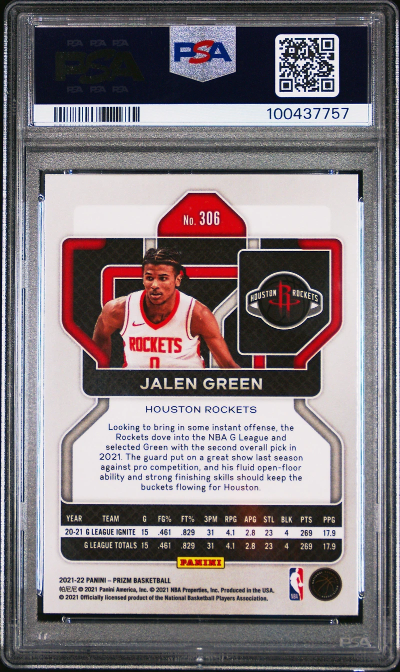 2021 Panini Prizm 306 Jalen Green PSA 10