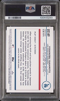 2024 Topps Update Us149 Yoshinobu Yamamoto Gold Rainbow Foil PSA 10