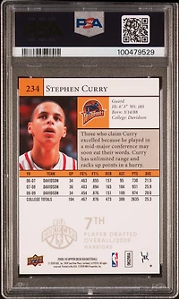 2009 Upper Deck 234 Stephen Curry PSA
