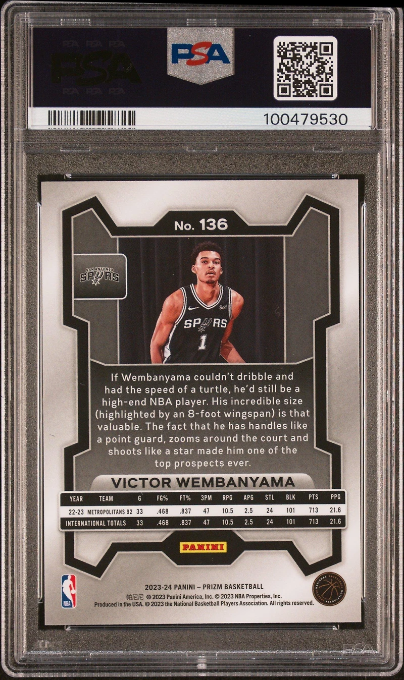 2023 Panini Prizm 136 Victor Wembanyama PSA