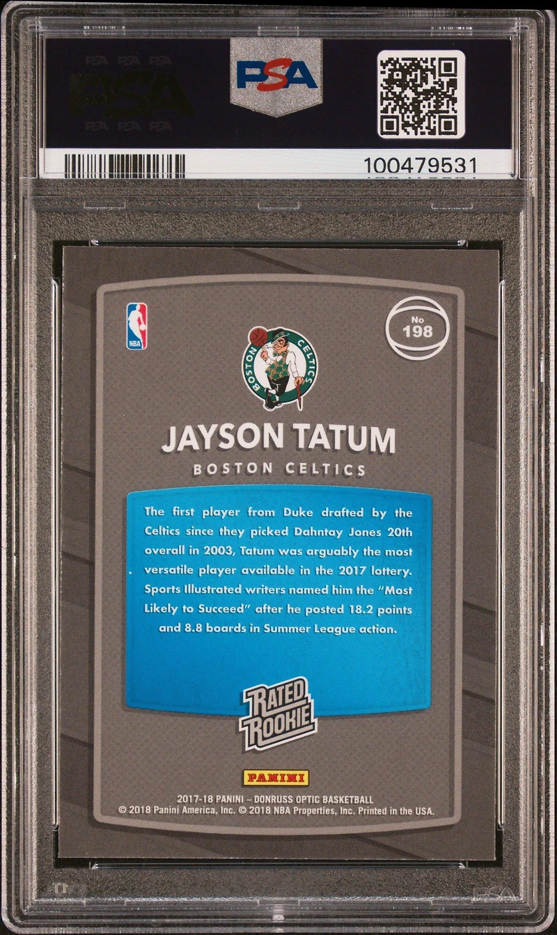 2017 Panini Donruss Optic 198 Jayson Tatum PSA