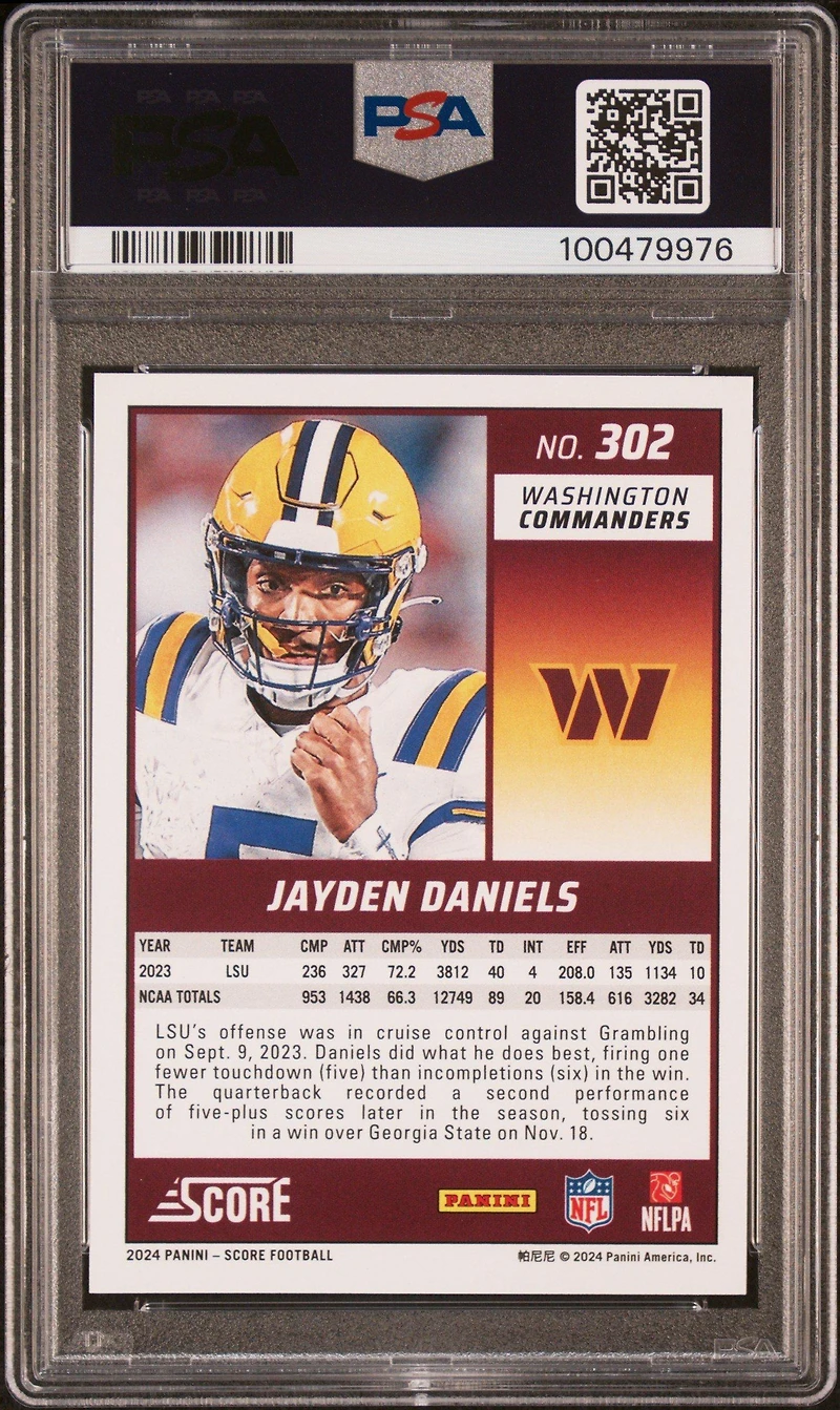 2024 Panini Score 302 Jayden Daniels PSA