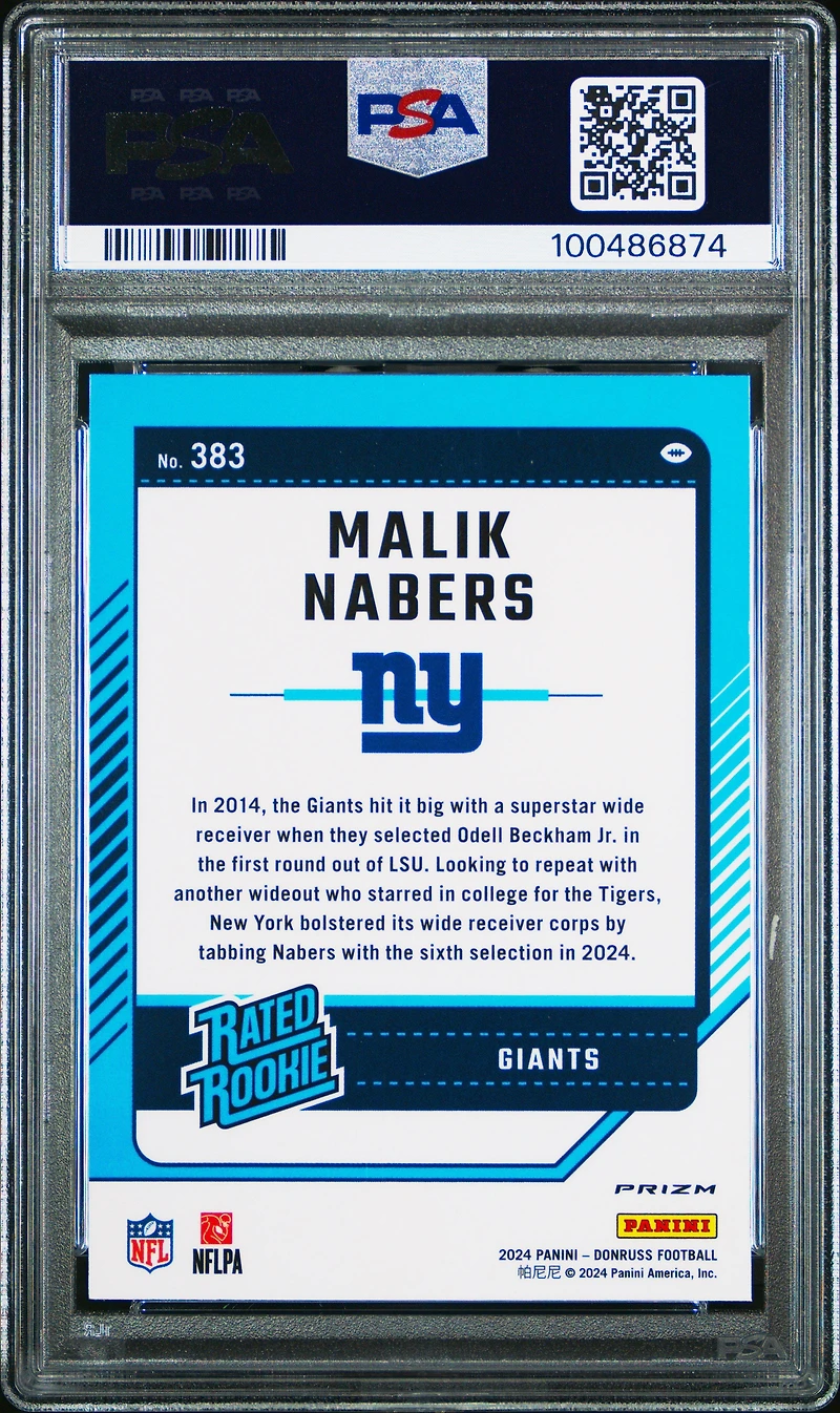 2024 Panini Donruss 383 Malik Nabers Optic Preview-red Pandora PSA