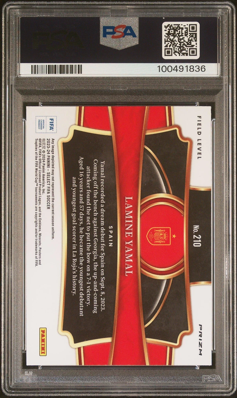 2023-24 Panini Select Fifa 210 Lamine Yamal Purple Mojo PSA 9