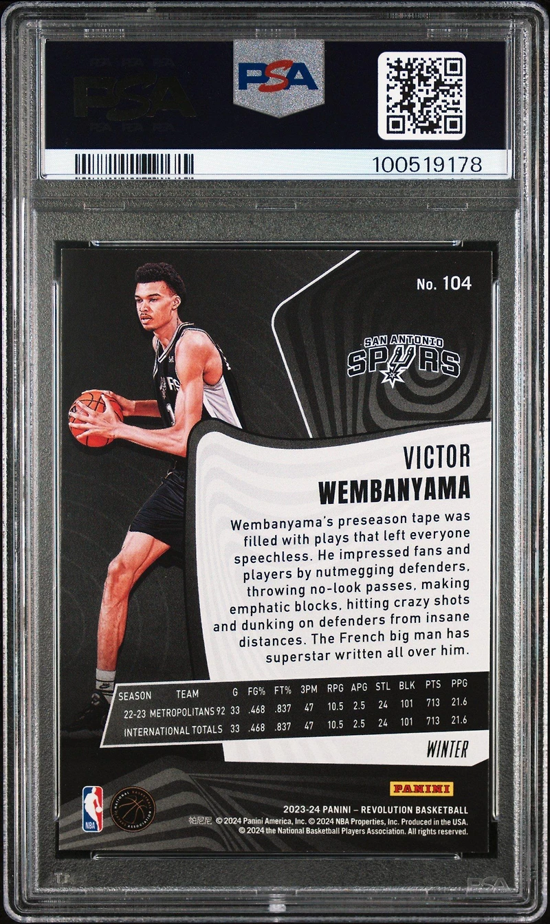 2023 Panini Revolution 104 Victor Wembanyama Winter PSA 9
