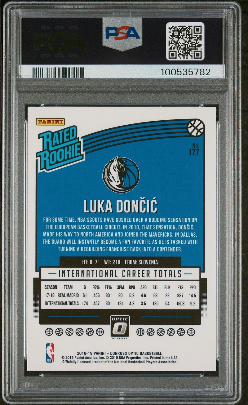 2018 Panini Donruss Optic 177 Luka Doncic PSA