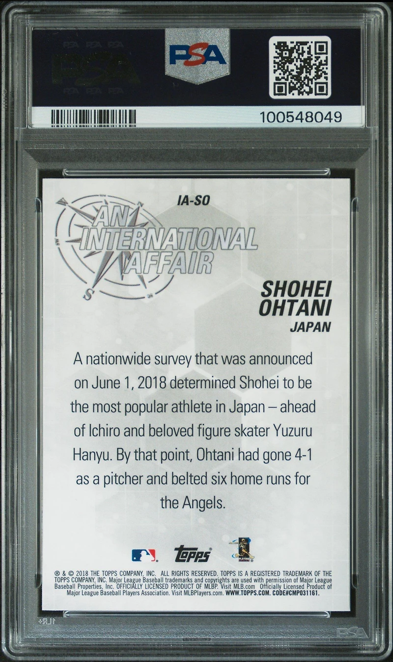 2018 Topps Chrome Update An International Affair Ia-so Shohei Ohtani PSA 10