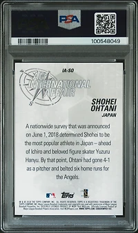 2018 Topps Chrome Update An International Affair Ia-so Shohei Ohtani PSA 10
