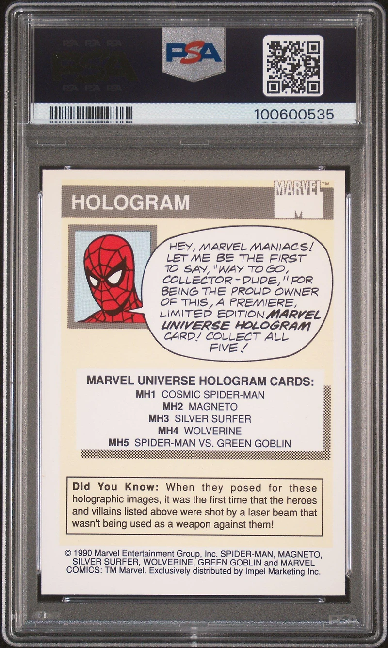1990 Marvel Universe Hologram Mh2 Magneto PSA