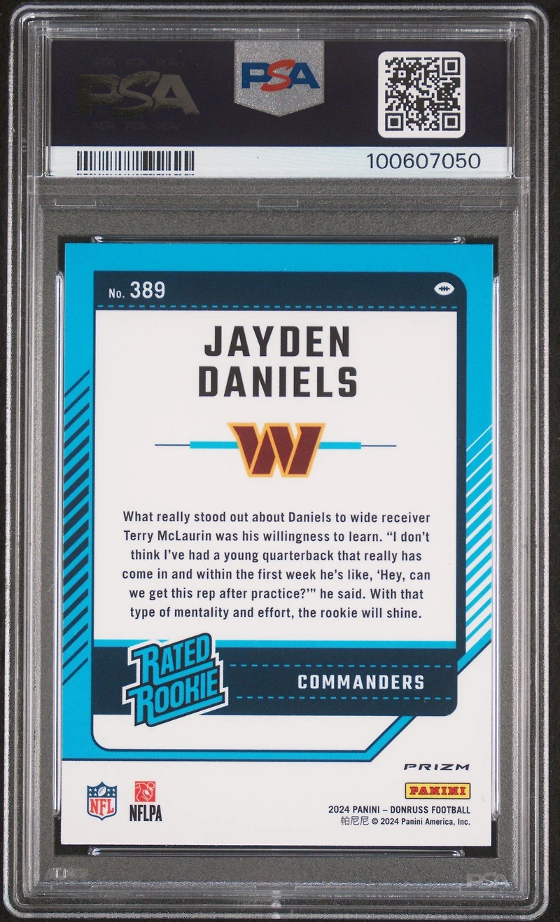 2024 Panini Donruss 389 Jayden Daniels Optic Preview-red Pandora PSA