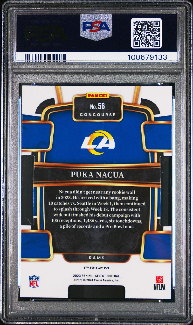 2023 Panini Select 56 Puka Nacua Die-cut Silver Prizm PSA 10