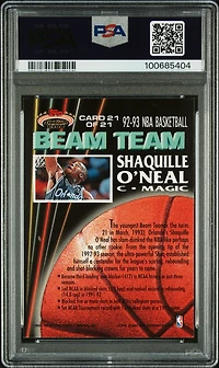 1992 Stadium Club Beam Team 21 Shaquille O'neal PSA 8