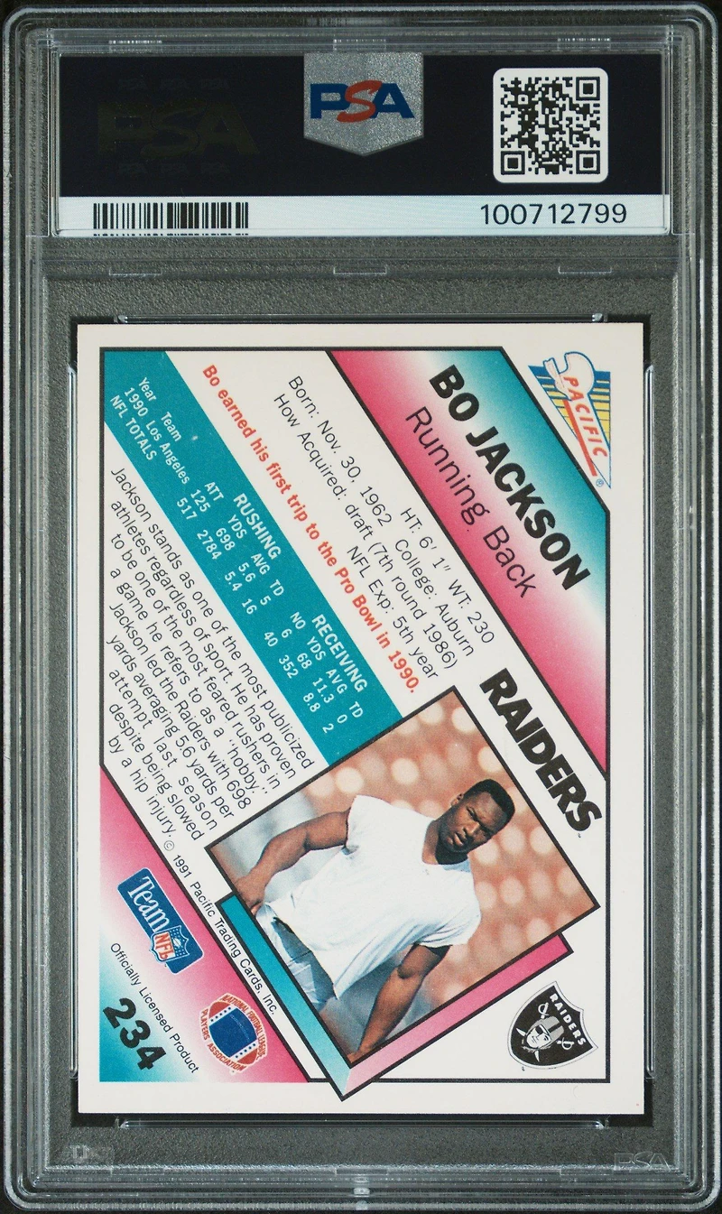 1991 Pacific 234 Bo Jackson PSA 9