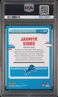 2023 Panini Donruss Optic 236 Jahmyr Gibbs Holo PSA