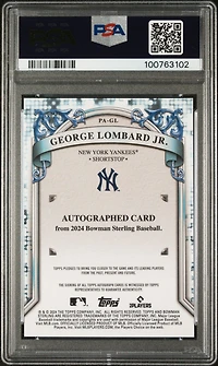 2024 Bowman Sterling Prospect Autographs Pagl George Lombard Jr. Sterling Silver Refractor PSA 10