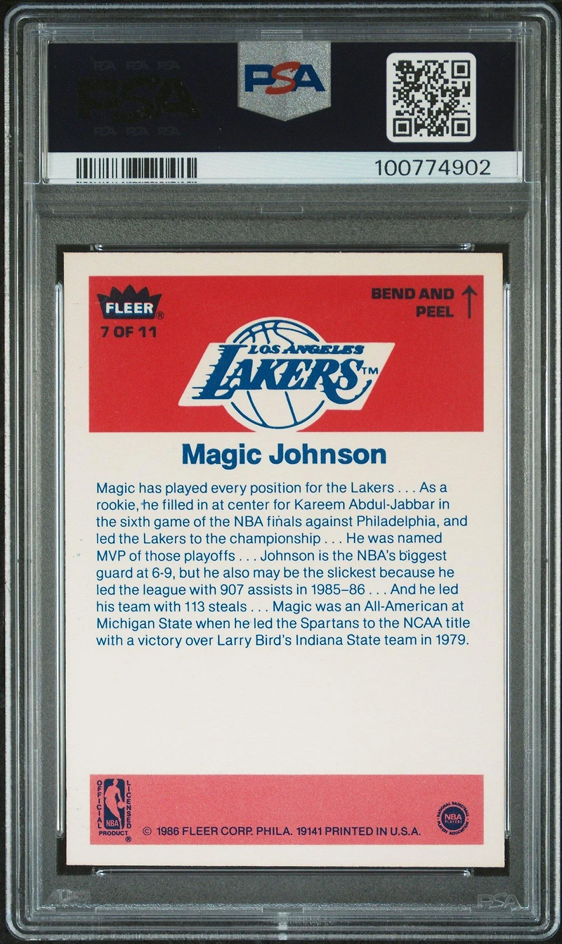 1986 Fleer Sticker 7 Magic Johnson PSA