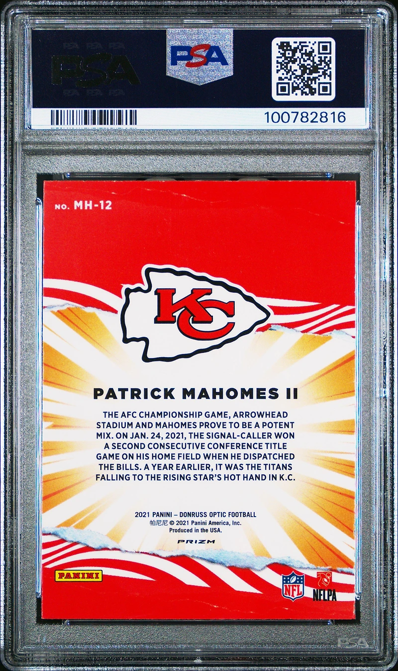 2021 Panini Donruss Optic My House! Mh12 Patrick Mahomes Ii PSA 10