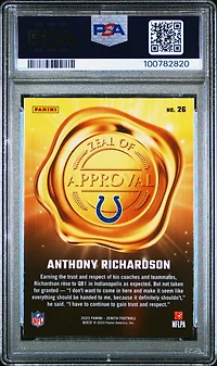 2023 Panini Zenith Zeal Of Approval 26 Anthony Richardson PSA