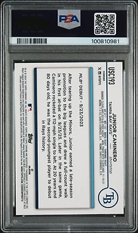 2024 Topps Chrome Update Usc193 Junior Caminero PSA 10