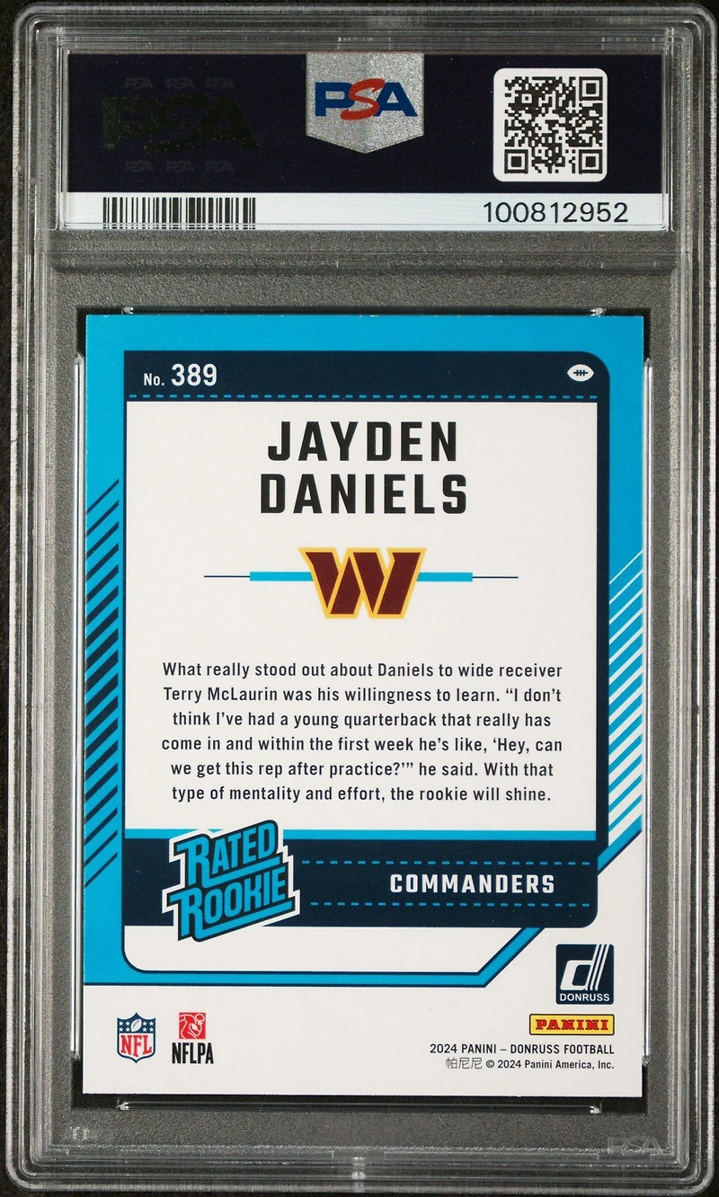 2024 Panini Donruss 389 Jayden Daniels PSA 10