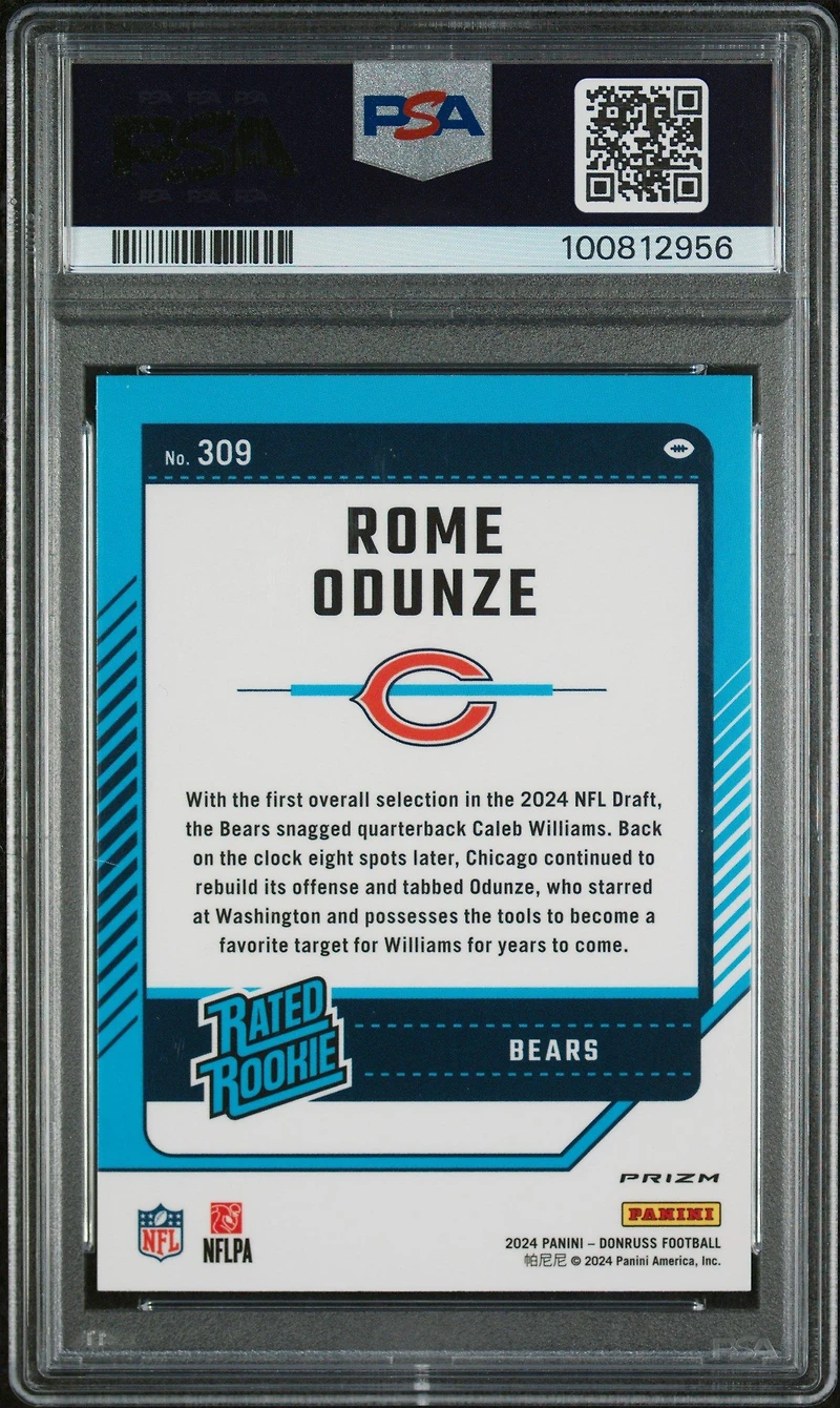 2024 Panini Donruss 309 Rome Odunze Optic Preview-red Pandora PSA 10