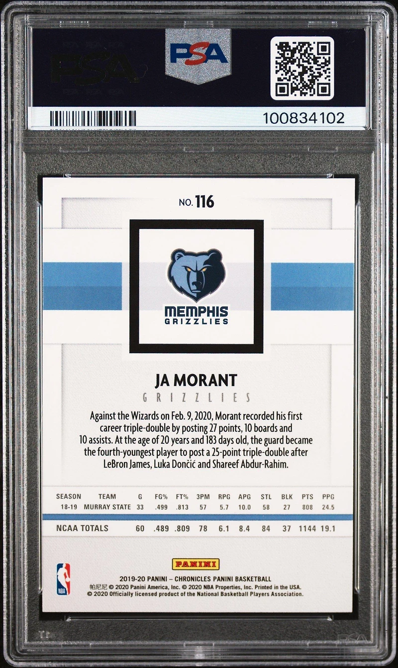 2019 Panini Chronicles Ja Morant PSA