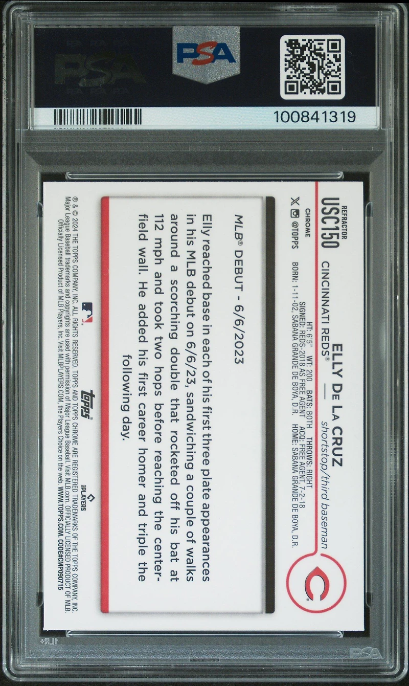 2024 Topps Chrome Update Usc150 Elly De La Cruz Refractor PSA 10