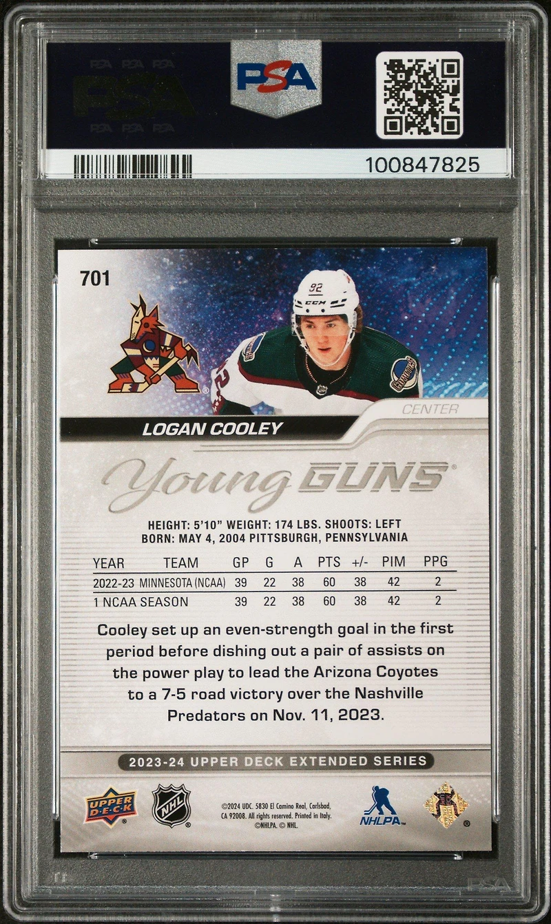 2023 Upper Deck 701 Logan Cooley PSA 9