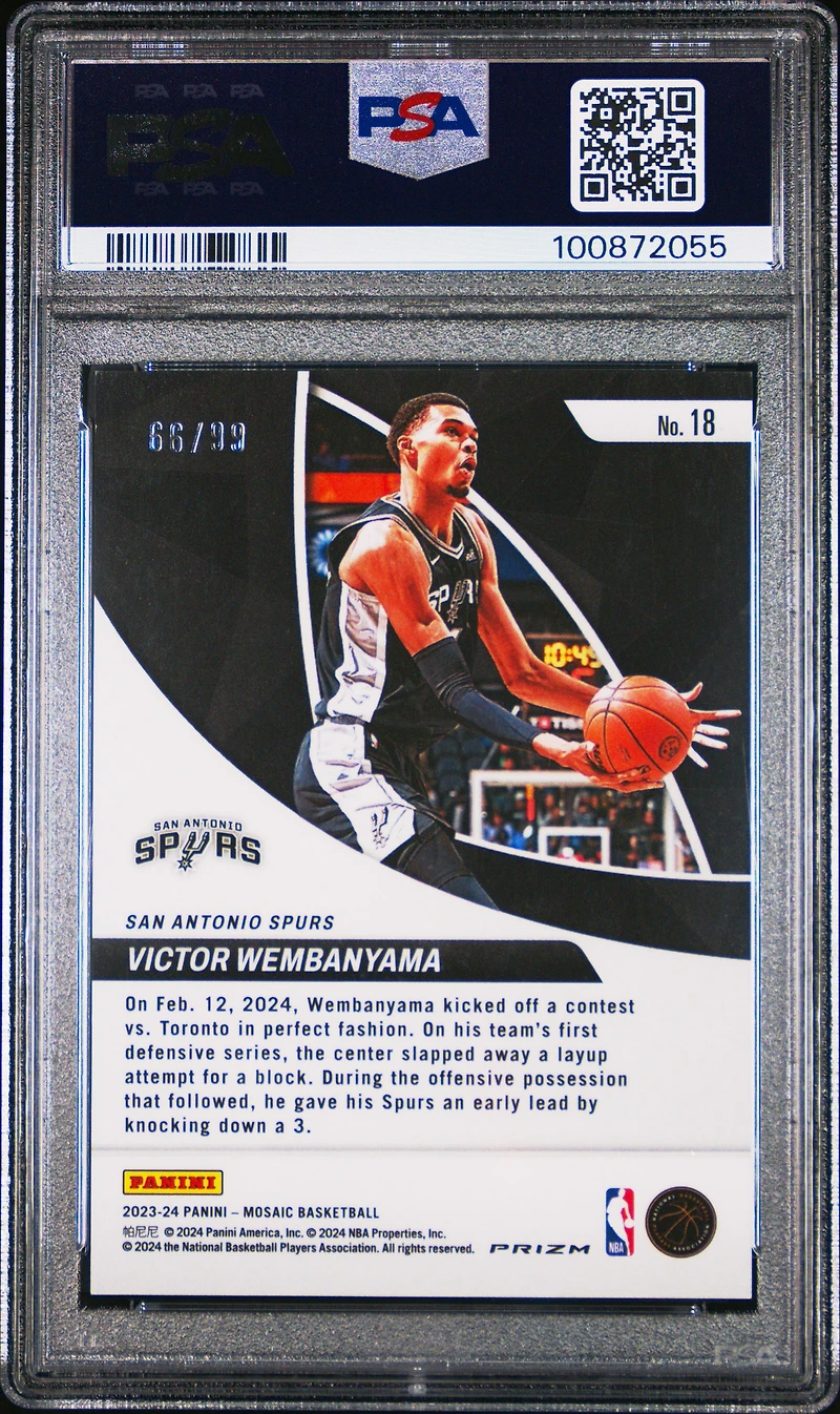 2023 Panini Mosaic Elevate 18 Victor Wembanyama Reactive Blue PSA 9