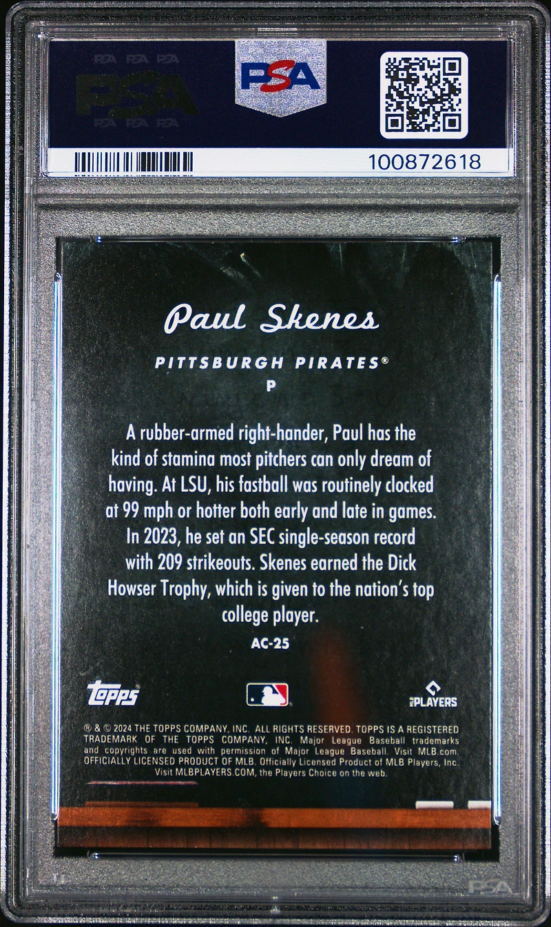 2024 Topps Update All Class Ac25 Paul Skenes PSA 10