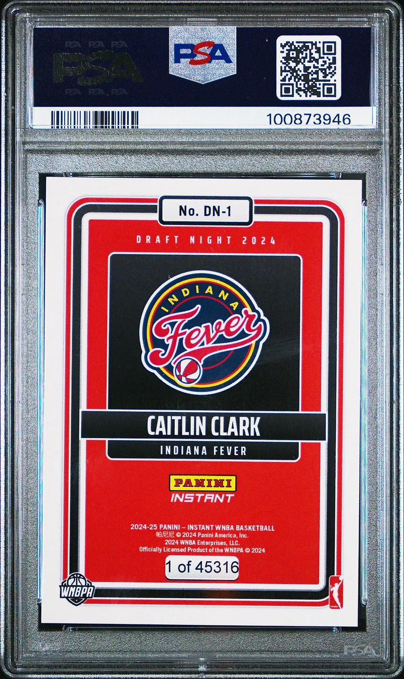 2024 Panini Instant Wnba Draft Night Dn1 Caitlin Clark PSA