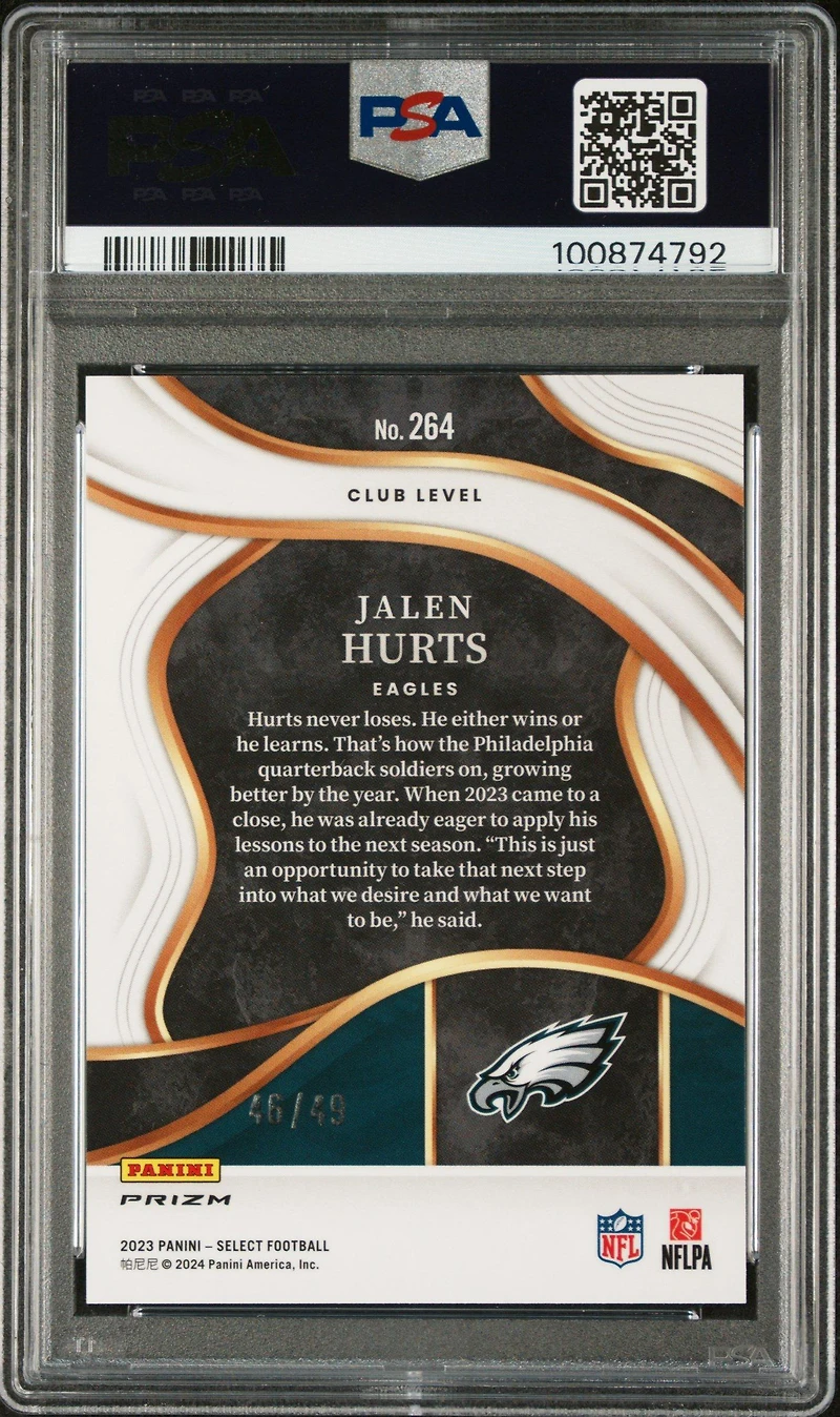 2023 Panini Select 264 Jalen Hurts Red Prizm PSA 10