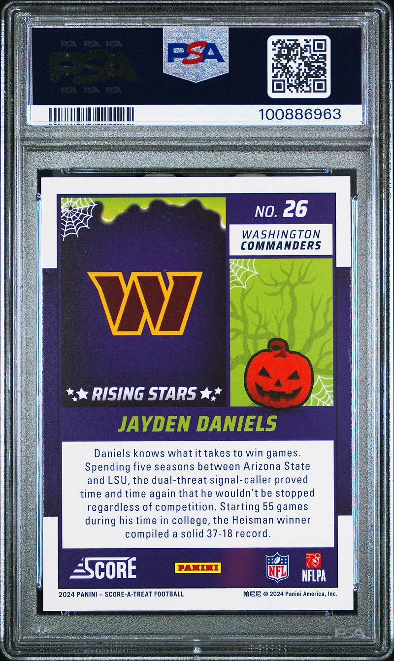 2024 Panini Score-a-treat Rising Stars 26 Jayden Daniels Pumpkin PSA 10