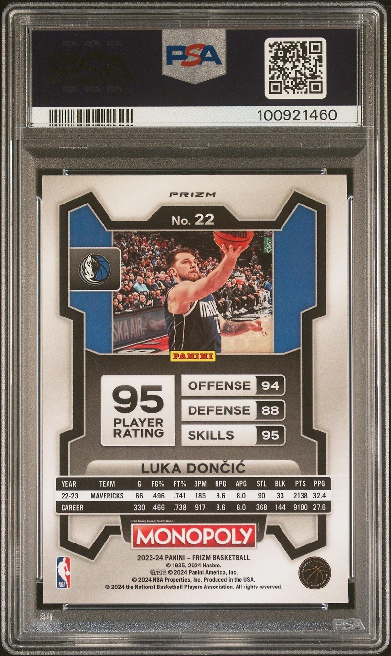 2023 Panini Prizm Monopoly 22 Luka Doncic Monopoly Red Pattern PSA 10