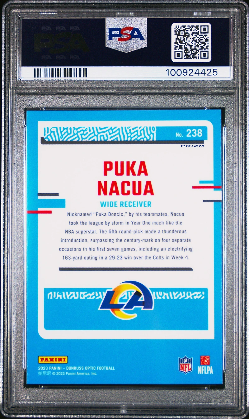 2023 Panini Donruss Optic 238 Puka Nacua Purple Shock PSA