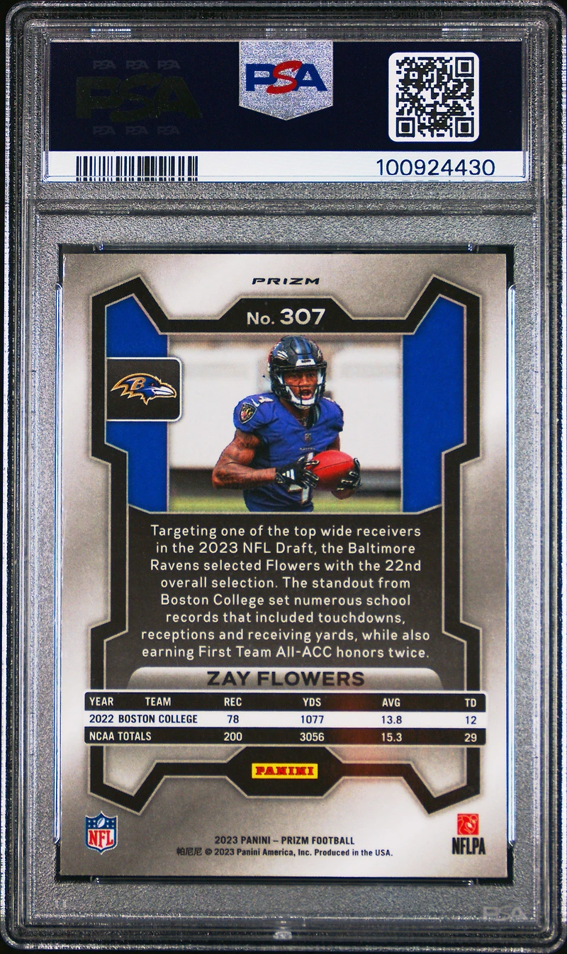 2023 Panini Prizm 307 Zay Flowers Lazer Prizm PSA 10