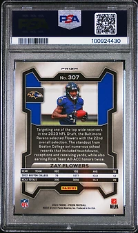 2023 Panini Prizm 307 Zay Flowers Lazer Prizm PSA 10