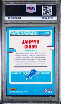 2023 Panini Donruss Optic 236 Jahmyr Gibbs PSA 10