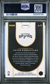 2023 Panini Select Neon Icon 13 Victor Wembanyama Green Prizm PSA 10