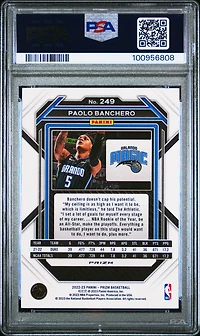 2022 Panini Prizm 249 Paolo Banchero Green Prizm PSA 10