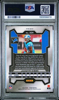 2023 Panini Prizm 331 Jahmyr Gibbs Silver Prizm PSA 10