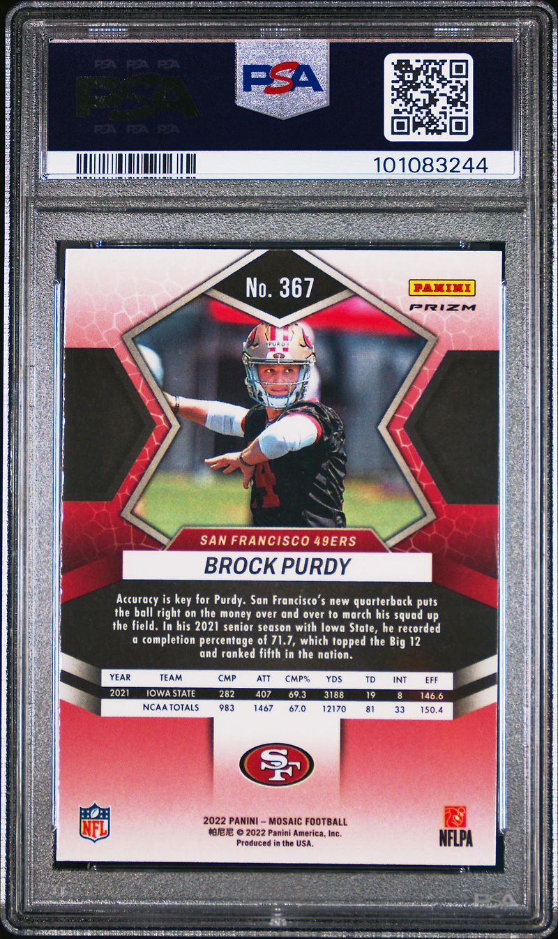 2022 Panini Mosaic 367 Brock Purdy Reactive Orange PSA