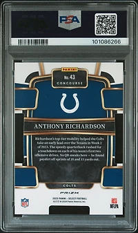 2023 Panini Select 43 Anthony Richardson Die-cut Zebra Prizm PSA 10