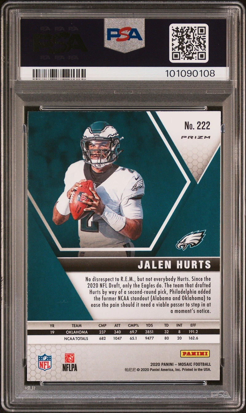 2020 Panini Mosaic Jalen Hurts Reactive Orange PSA